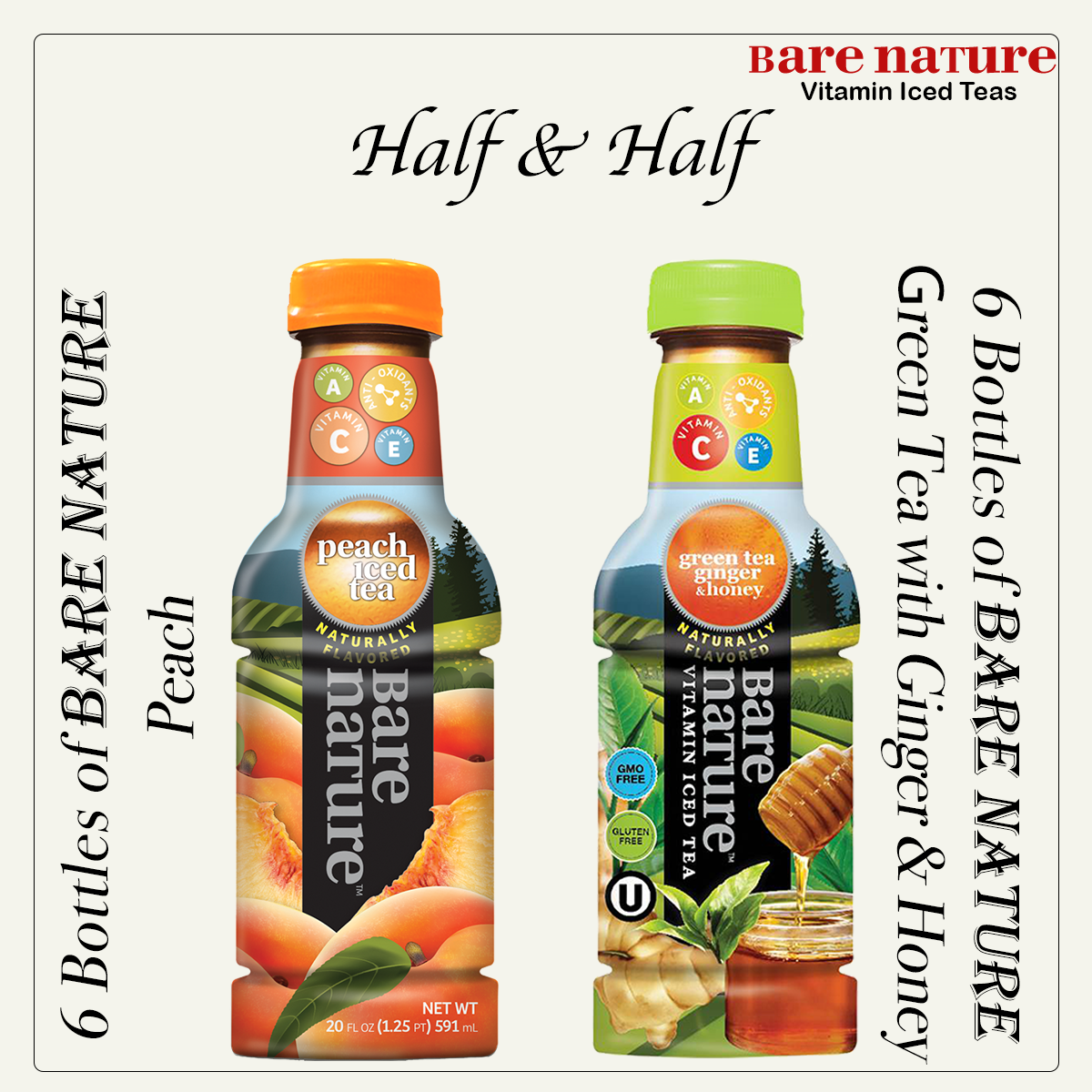 Bare Nature Vitamin Iced Tea - Variety Pack (Flavors Peach, Guava ...